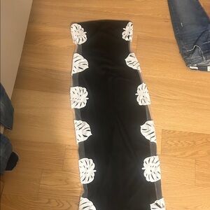 Black Strapless Dress with White Floral Appliqué